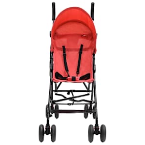 vidaXL Silla de paseo de beb&eacute; acero rojo y negro