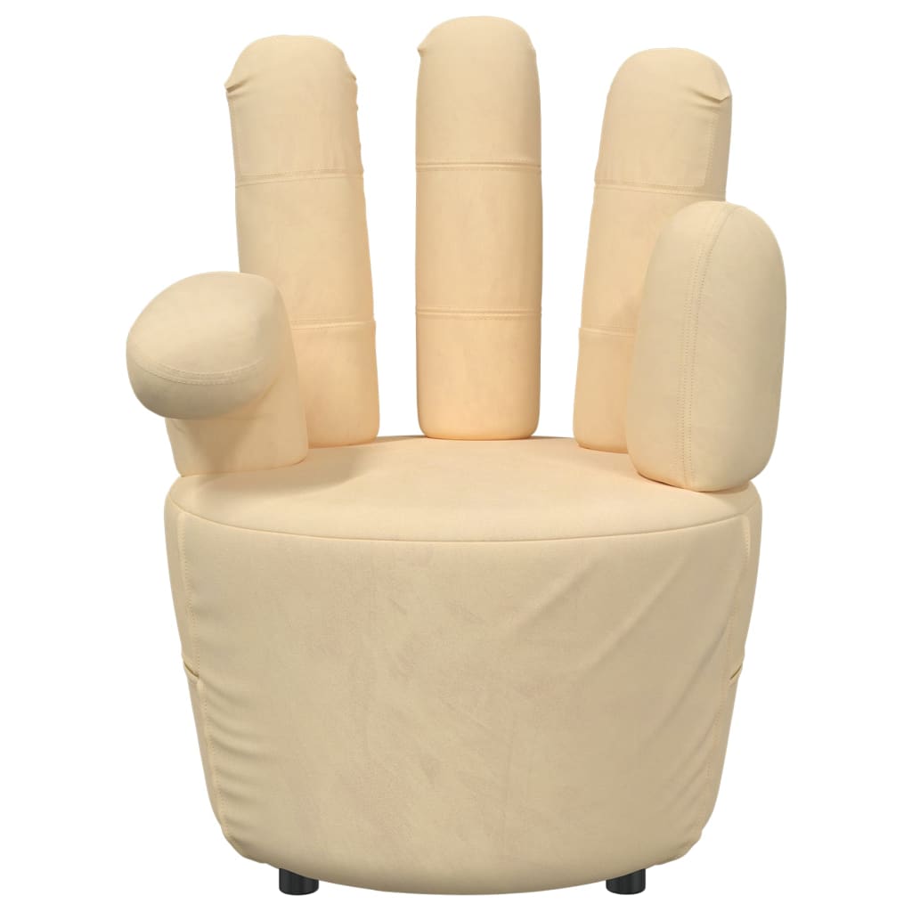 vidaXL Стол във формата на ръка, кремав, кадифе
