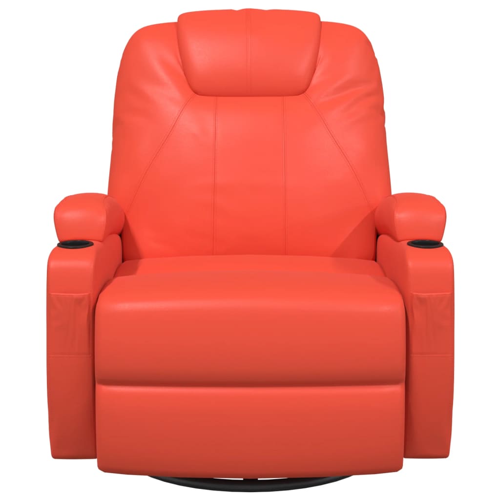 vidaXL Bujany fotel masujący, czerwony, obity sztuczną skórą