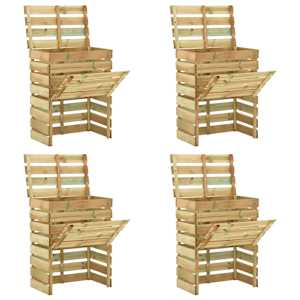 Vrtni kompostnik iz letvic 4 kosi 80x50x100 cm borovina