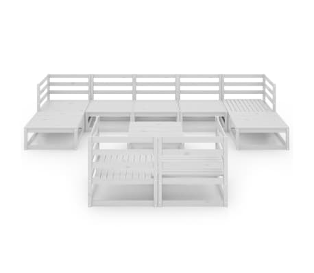 vidaXL Sodo poilsio komplektas, 10 dalių, baltas, pu&scaron;ies masyvas