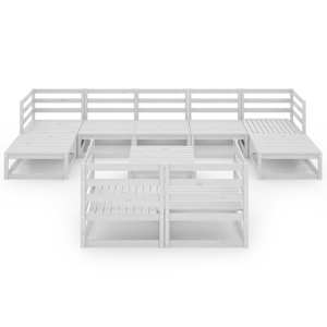 vidaXL Sodo poilsio komplektas, 10 dalių, baltas, pu&scaron;ies masyvas