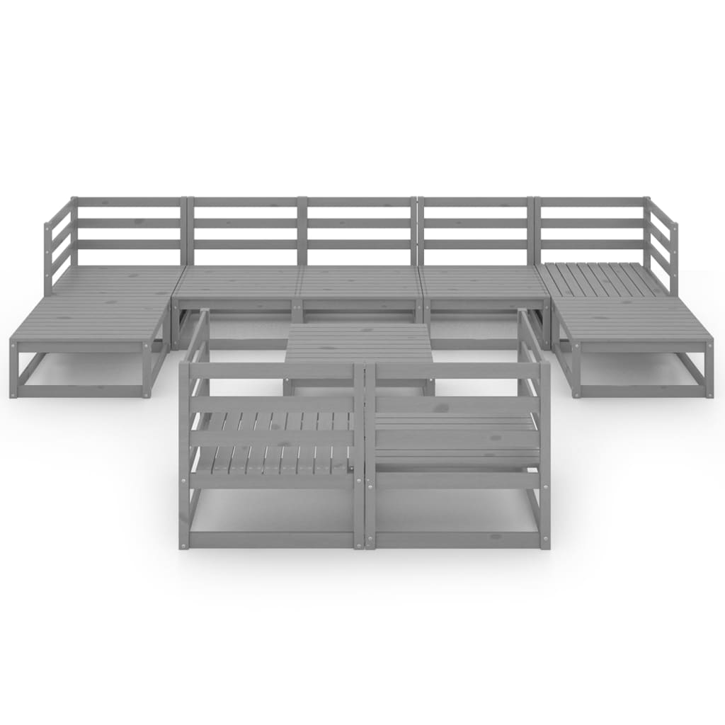 

vidaXL 10-delige Loungeset massief grenenhout grijs
