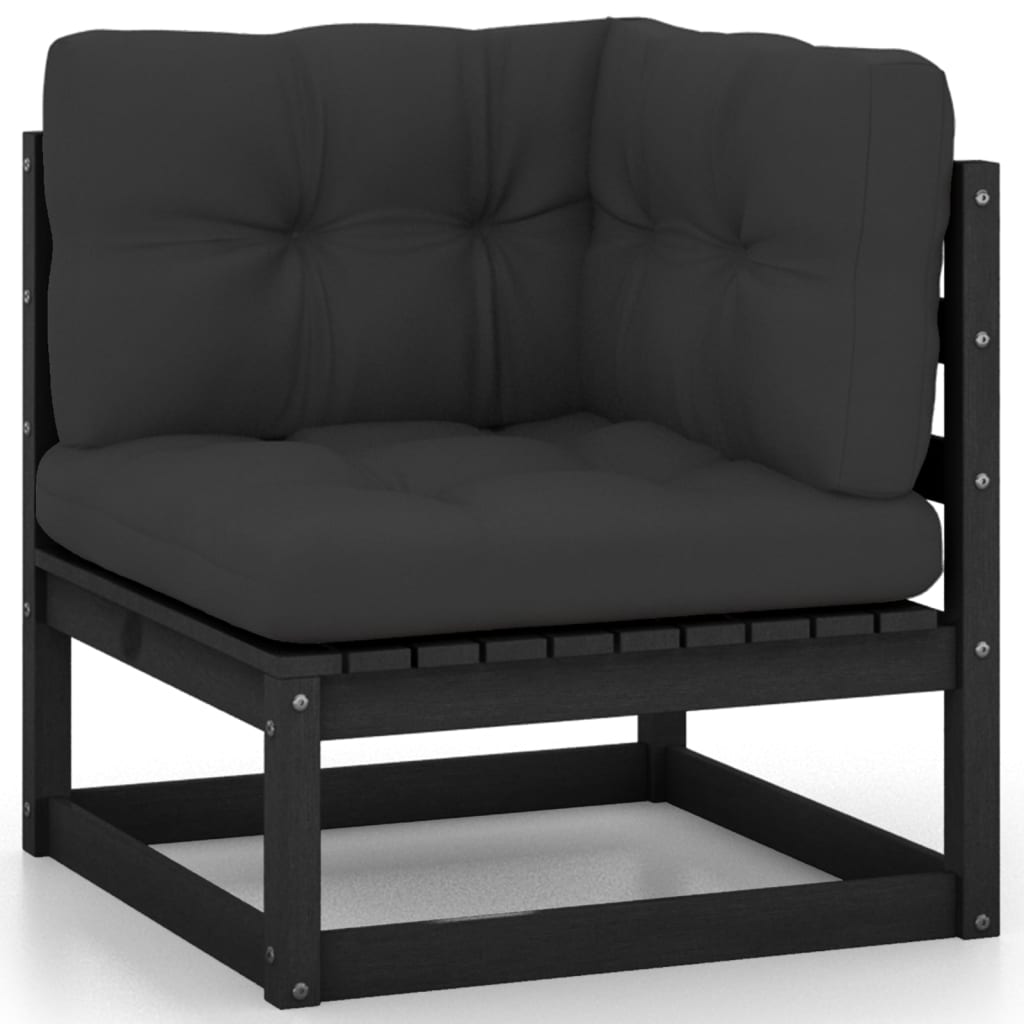 vidaXL 10-delige Loungeset met kussens massief grenenhout zwart afbeelding