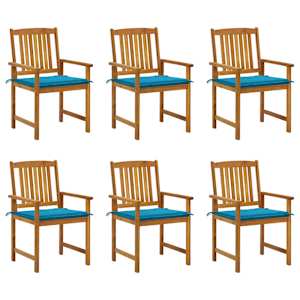 Vrtni stoli z blazinami 6 kosov trden akacijev les