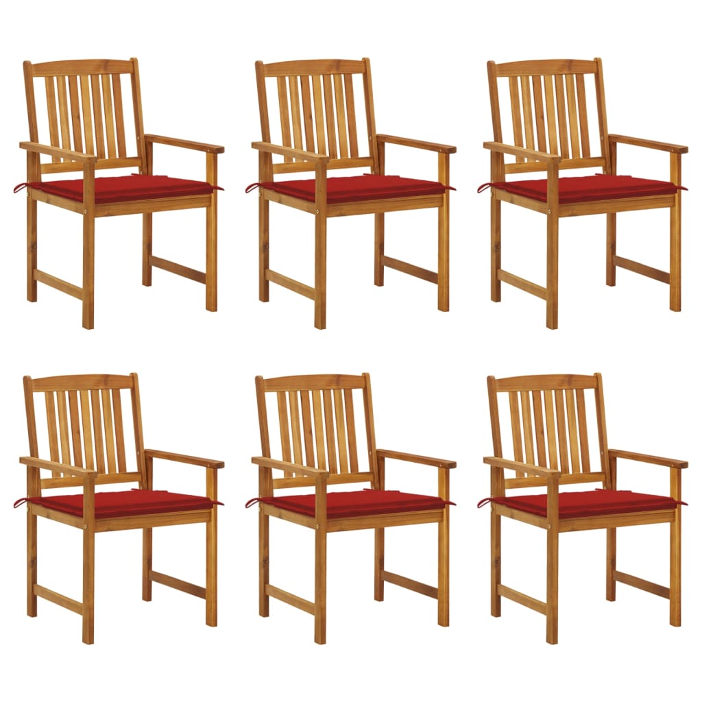 Image of vidaXL Garden Chairs with Cushions 6 pcs Solid Acacia Wood