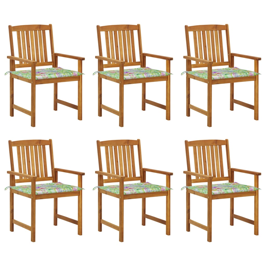 Zahradní židle s poduškami 6 ks masivní akáciové dřevo