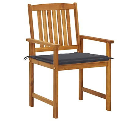 vidaXL كراسي حديقة مع وسائد 8 قطع مع وسائد خشب أكاسيا صلب