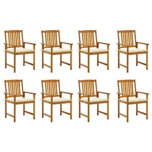 Vrtni stoli z blazinami 8 kosov trden akacijev les