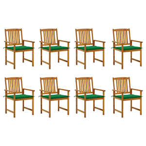 Vrtni stoli z blazinami 8 kosov trden akacijev les