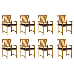 Vrtni stoli z blazinami 8 kosov trden akacijev les