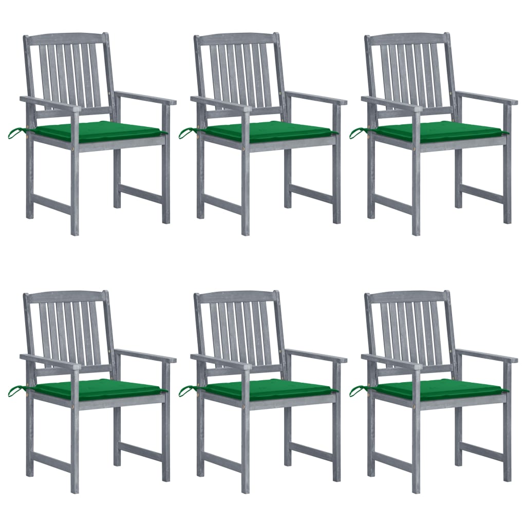 VidaXL Patio Chairs With Cushions 6 Pcs Solid Acacia Wood Gray