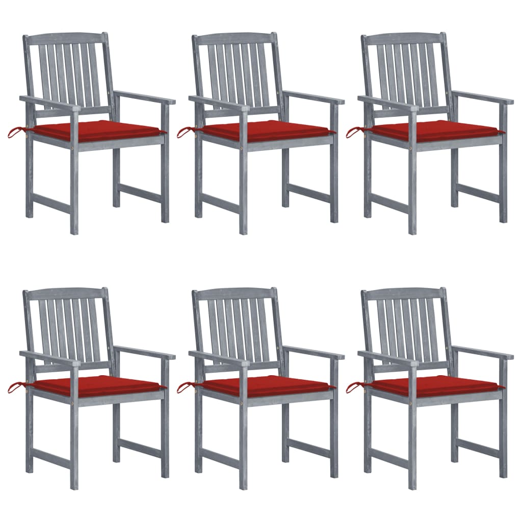 Image of vidaXL Garden Chairs with Cushions 6 pcs Solid Acacia Wood Grey