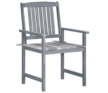 vidaXL Sodo kėdės su pagalvėlėmis, 6vnt., pilkos, akacijos masyvas