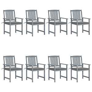 Vrtni stoli z blazinami 8 kosov trden akacijev les sivi