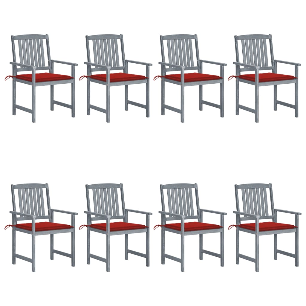 Photos - Garden Furniture VidaXL Patio Chairs with Cushions 8 pcs Solid Acacia Wood Gray 