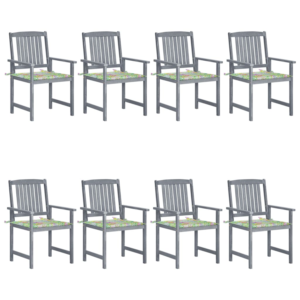 Gartenstühle mit Kissen 8 Stk. Massivholz Akazie Grau kaufen