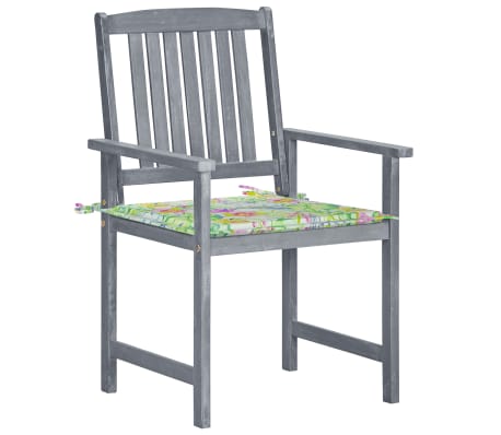 vidaXL Sodo kėdės su pagalvėlėmis, 8vnt., pilkos, akacijos masyvas