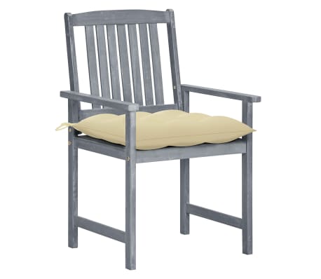 vidaXL Sodo kėdės su pagalvėlėmis, 6vnt., pilkos, akacijos masyvas