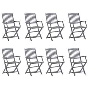 Zložljivi zunanji stoli 8 kosov z blazinami trden akacijev les