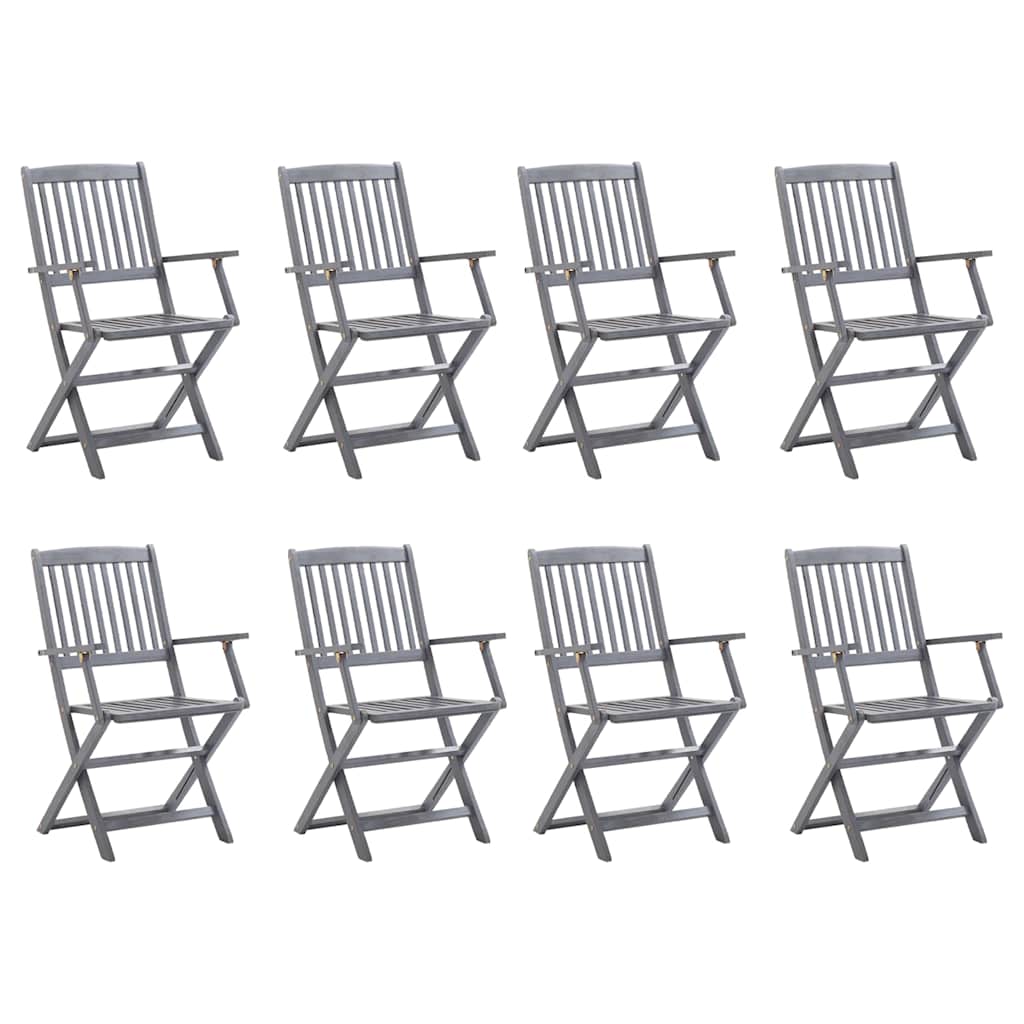 vidaXL Tuinstoelen 8 st inklapbaar met kussens massief acaciahout afbeelding