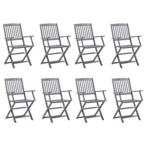 vidaXL Chaises pliables d'ext&eacute;rieur lot de 8 et coussins Bois d'acacia
