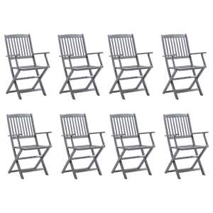 vidaXL Klappbare Gartenst&uuml;hle 8 Stk. mit Kissen Massivholz Akazie