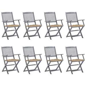 Zložljivi zunanji stoli 8 kosov z blazinami trden akacijev les