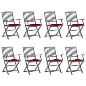 Zložljivi zunanji stoli 8 kosov z blazinami trden akacijev les