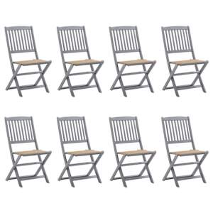 Zložljivi zunanji stoli 8 kosov z blazinami trden akacijev les