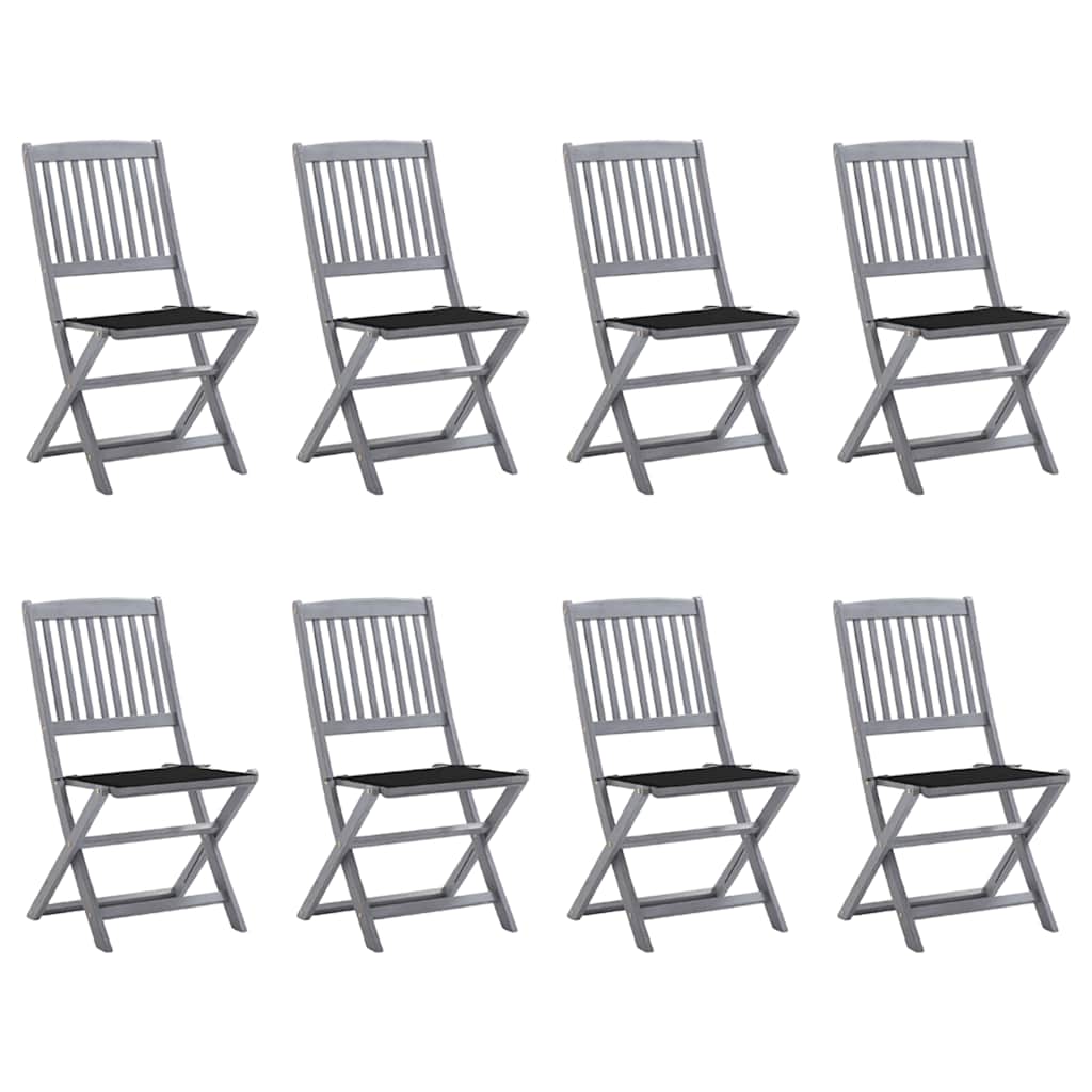 Chaises pliables d'extérieur 8 pcs avec coussins Bois d'acacia