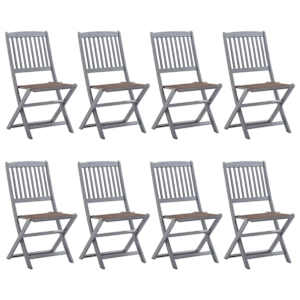 Zložljivi zunanji stoli 8 kosov z blazinami trden akacijev les