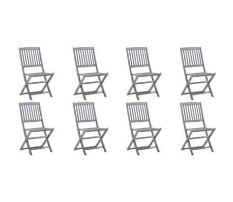 vidaXL Chaises pliables d'extérieur 8 pcs avec coussins Bois d'acacia