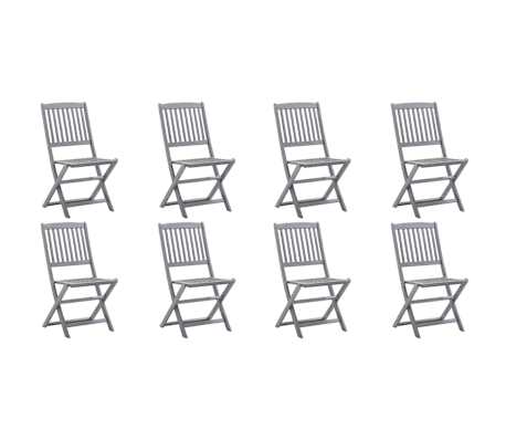vidaXL Scaune pliabile de exterior cu perne, 8 buc., lemn masiv acacia