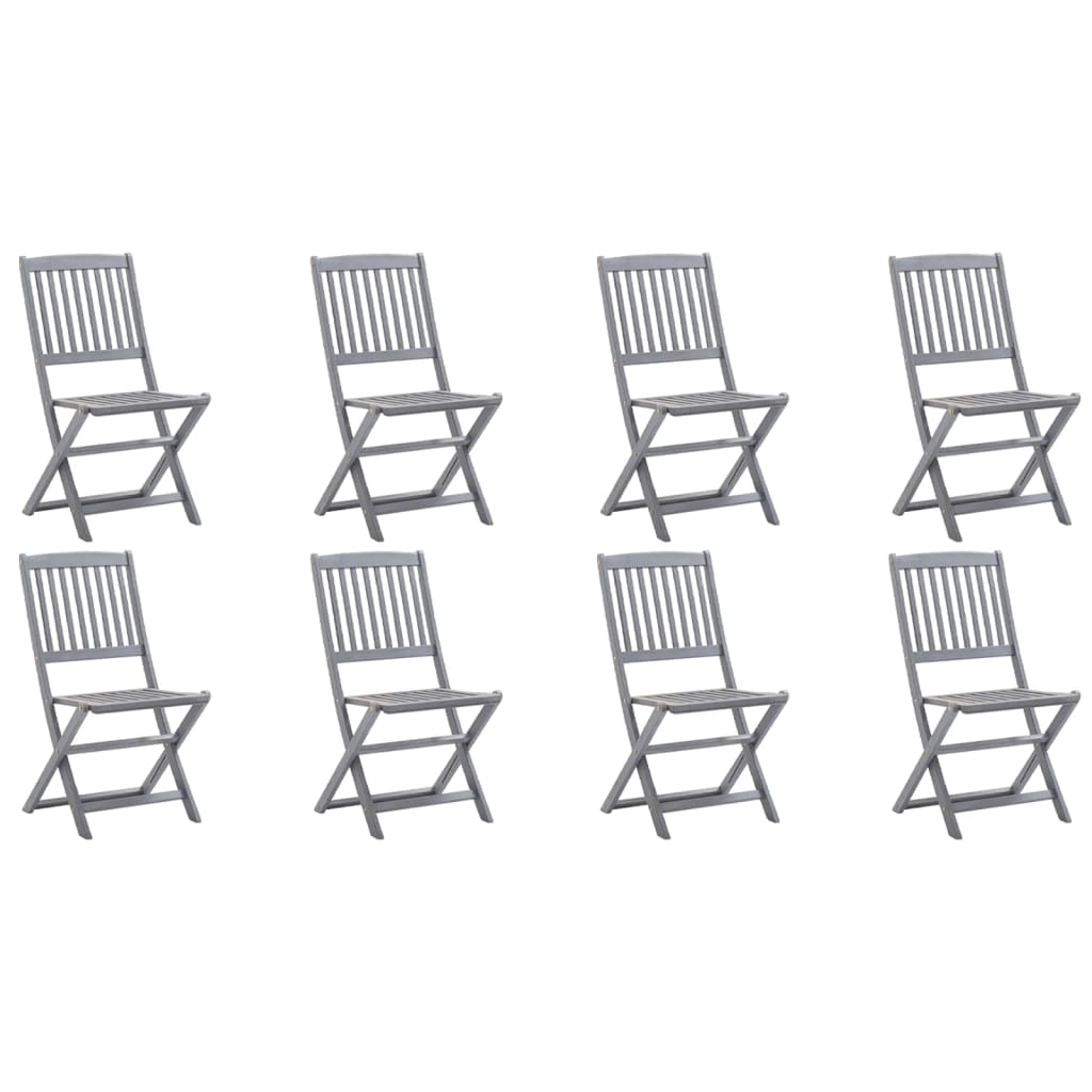 vidaXL Chaises pliables d'extérieur 8 pcs avec coussins Bois d'acacia