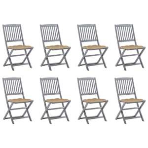 Zložljivi zunanji stoli 8 kosov z blazinami trden akacijev les