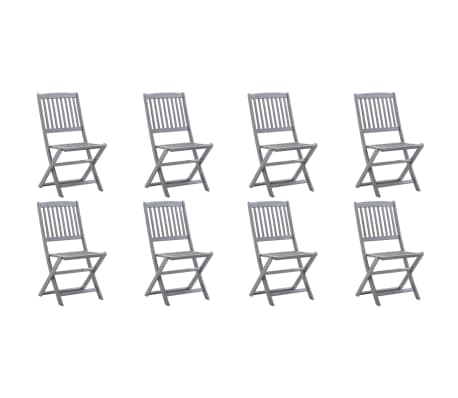 vidaXL Chaises pliables d'ext&eacute;rieur lot de 8 et coussins Bois d'acacia