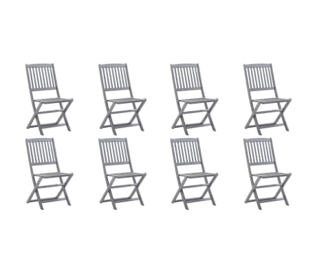 vidaXL Skladacie vonkajšie stoličky 8 ks s podložkami akáciový masív
