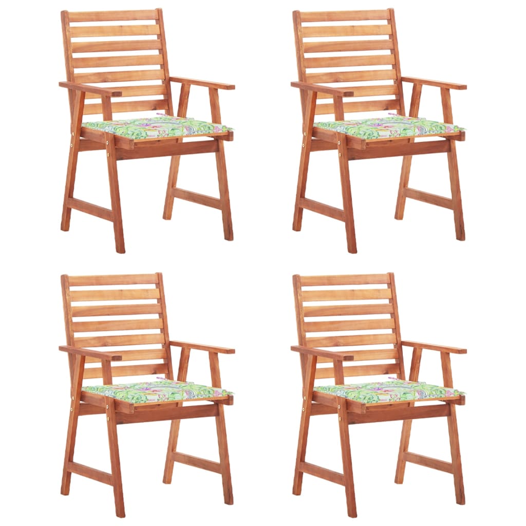 imagem de vidaXL Cadeiras de jantar p/ jardim 4 pcs c/ almofadões acácia maciça1