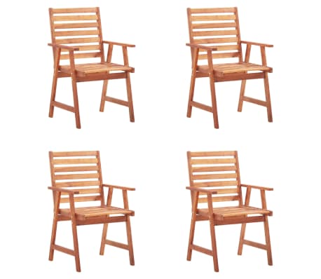 vidaXL Chaises &agrave; manger d'ext&eacute;rieur lot de 4 et coussins Acacia massif