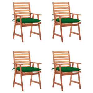 Zunanji jedilni stoli 4 kosi z blazinami trden akacijev les