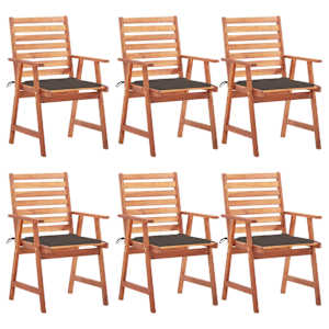 Zunanji jedilni stoli 6 kosov z blazinami trden akacijev les