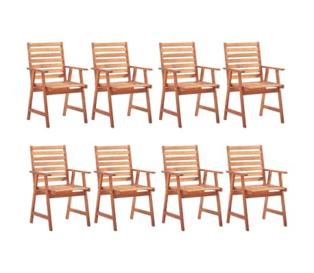 vidaXL Chaises à manger d'extérieur lot de 8 et coussins Acacia massif