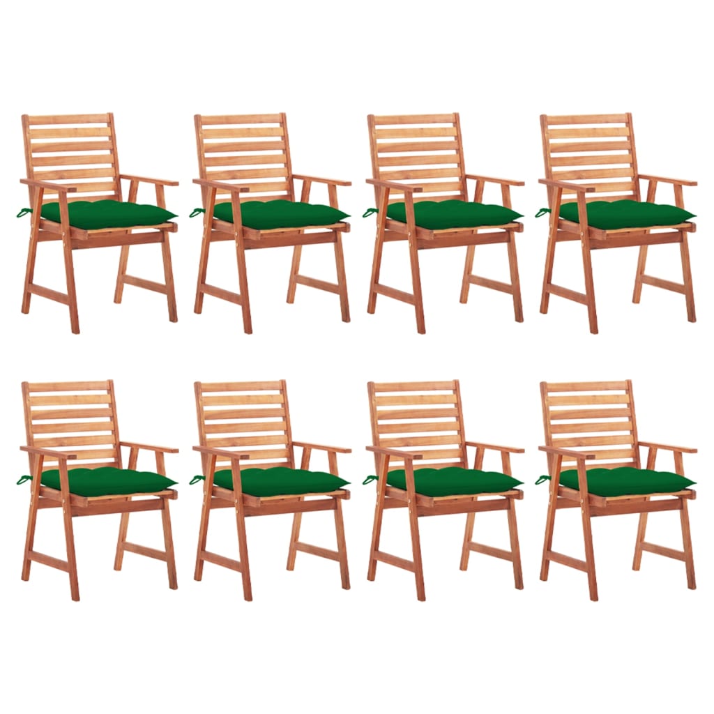 Zahradní jídelní židle 8 ks s poduškami masivní akáciové dřevo