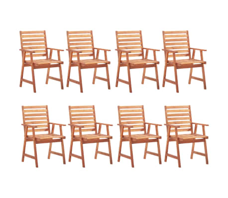 vidaXL Chaises &agrave; manger d'ext&eacute;rieur lot de 8 et coussins Acacia massif