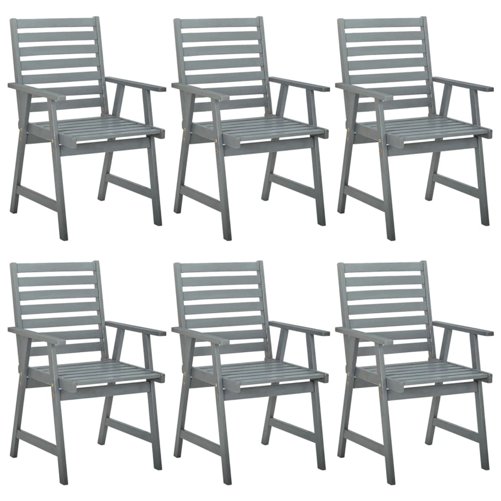 Chaises de salle à manger d'extérieur 6 pcs Gris Bois d'acacia