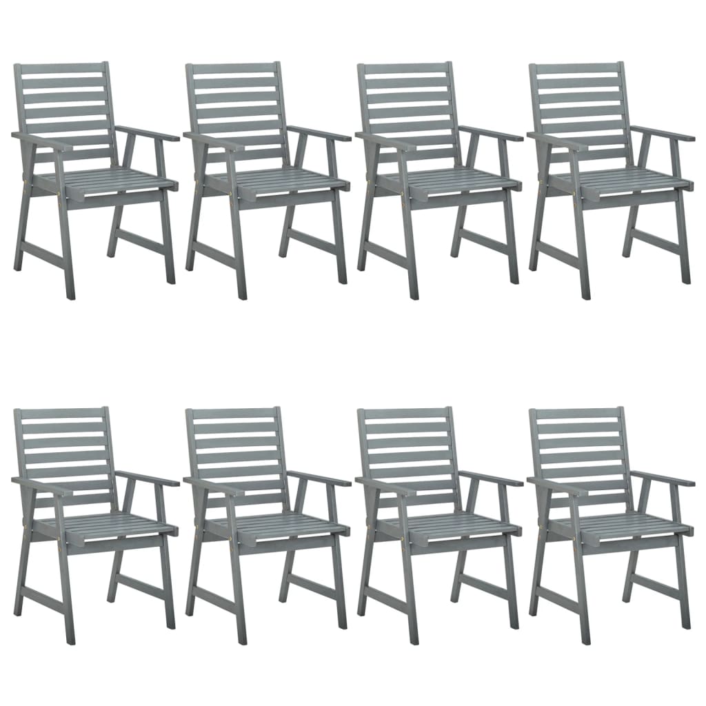 Chaises de salle à manger d'extérieur 8 pcs Gris Bois d'acacia