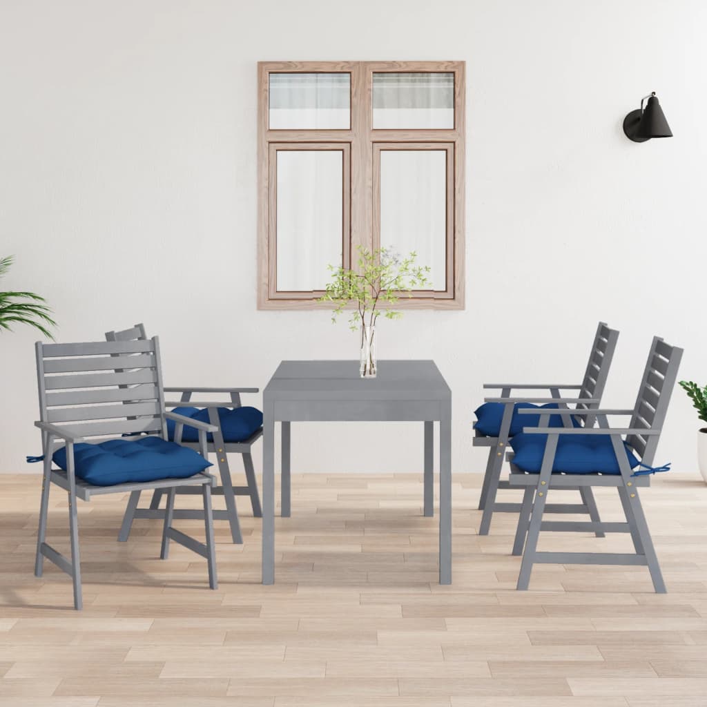 vidaXL Chaises à dîner d'extérieur avec coussins 4 pcs Acacia massif