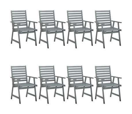 vidaXL Lauko valgomojo kėdės su pagalvėlėmis, 8vnt., akacijos masyvas