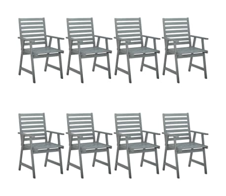 vidaXL Lauko valgomojo kėdės su pagalvėlėmis, 8vnt., akacijos masyvas